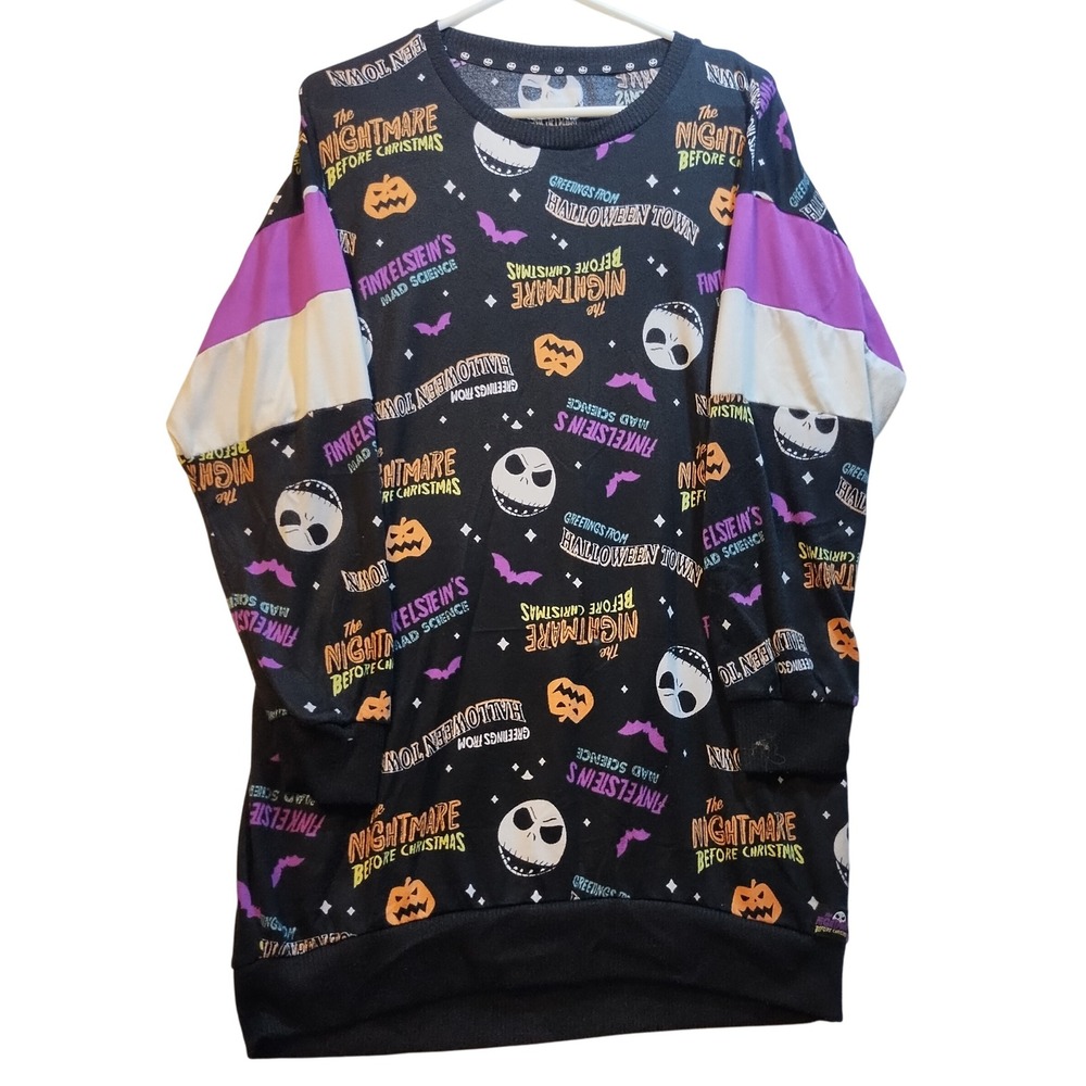 Disney Nightmare Before Christmas Nightgown Sleepwear Halloween Town Womens LG